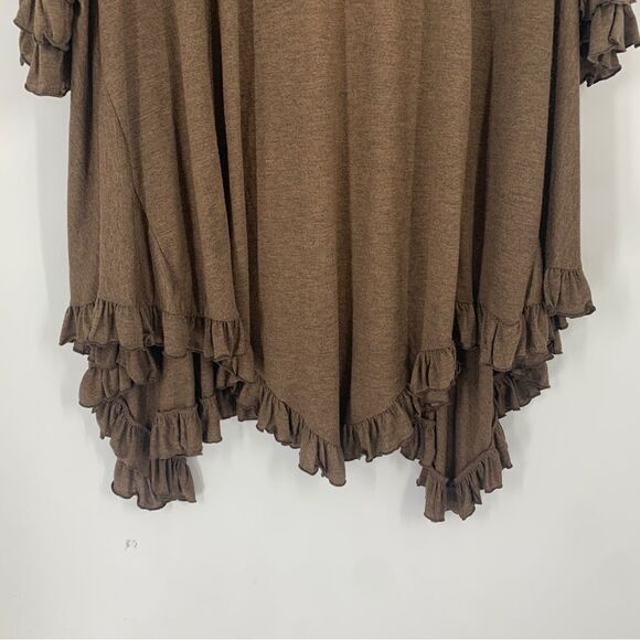 Basically Me Plus Size Brown Handkerchief Scalloped Hem Top Size 3X - Picture 8 of 12